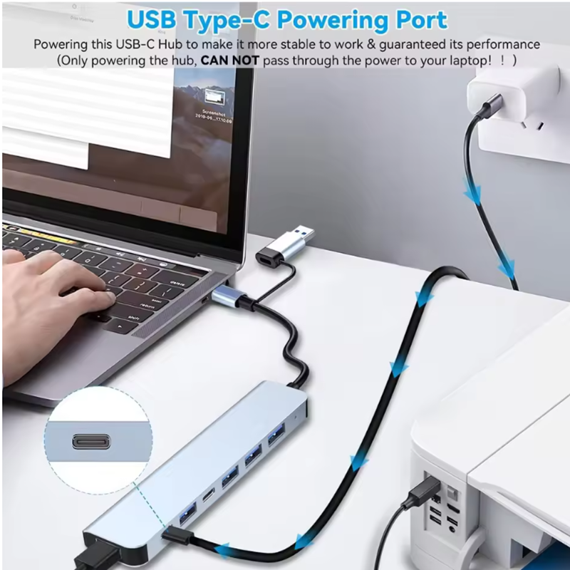 USB C Hub USB Splitter 8 in 1  - Home Assistant Sd ulasan dan harga
